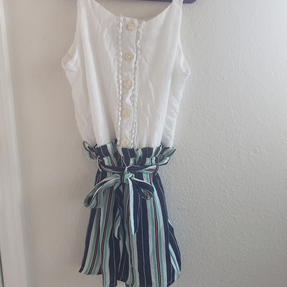 Girls stripped jumper/ paper bag look romper